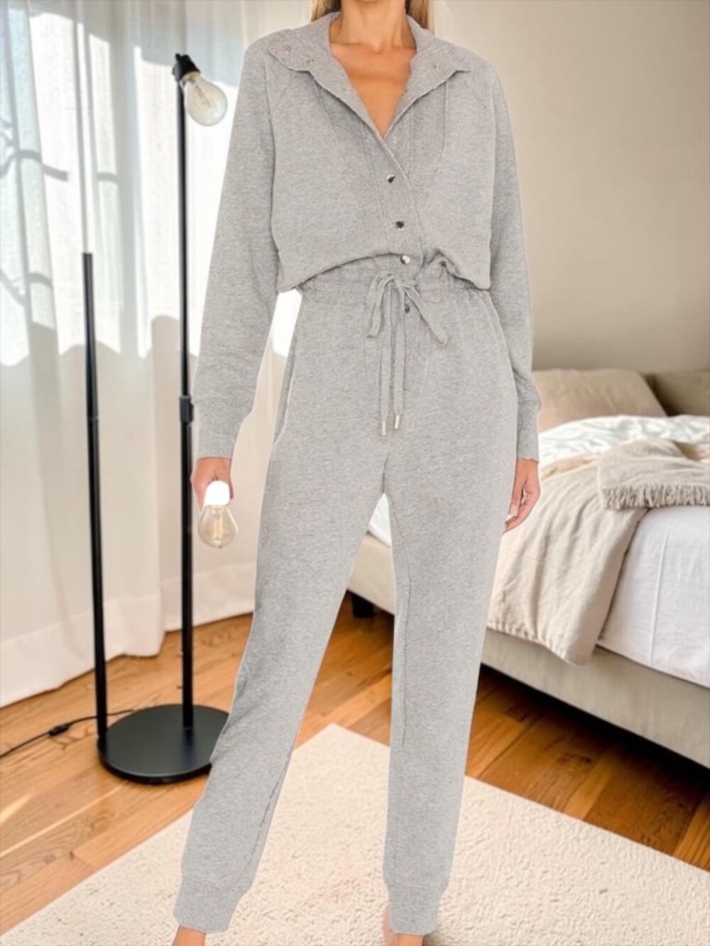 Veronica Beard Finn Jumpsuit S Heather Grey Loungewear Cotton